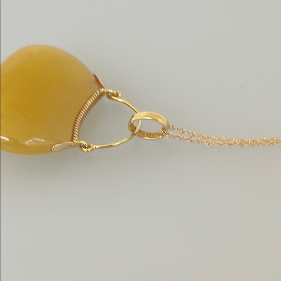 14k real solid gold yellow jade real necklace - Picture 4 of 10